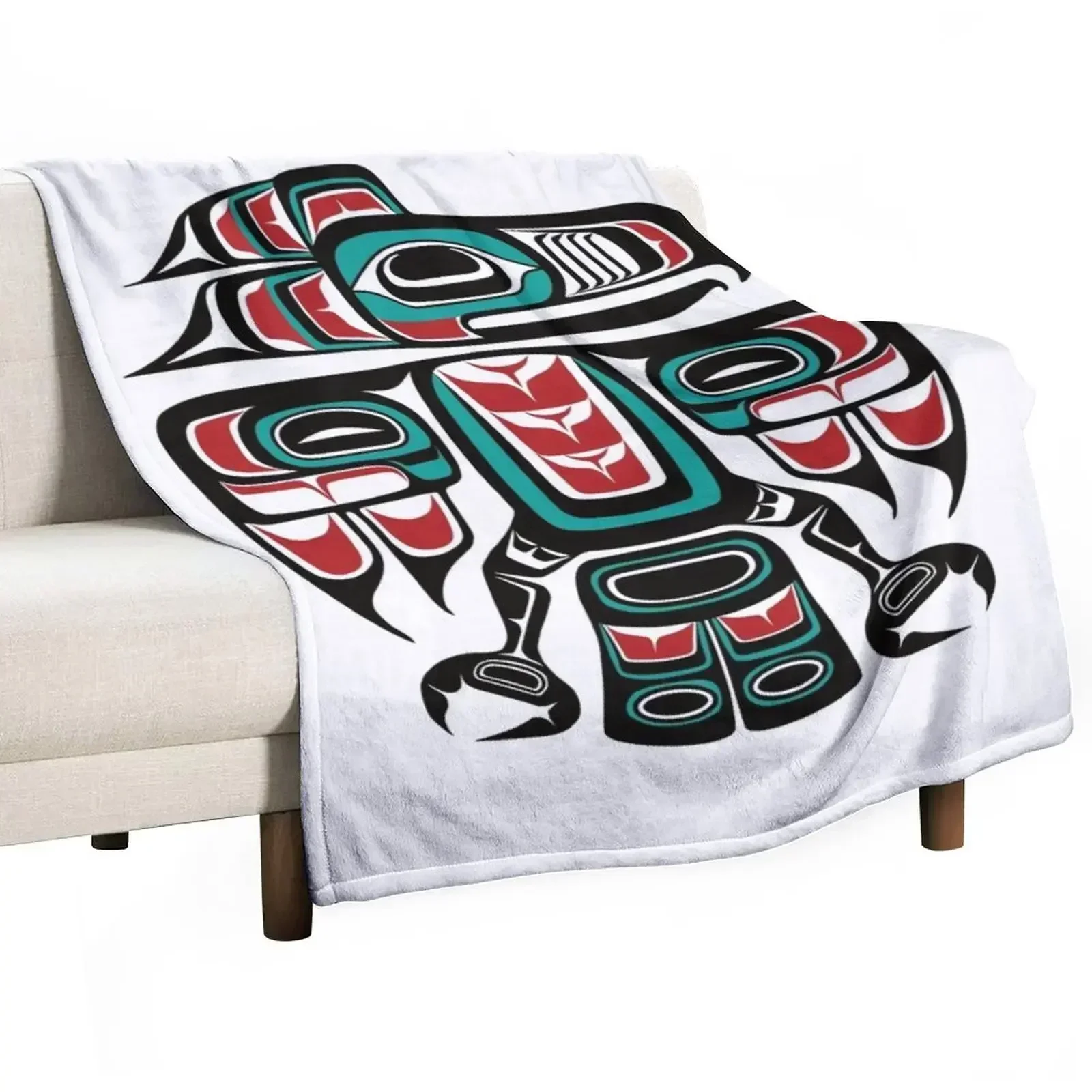 

Haida Tlingit Native Raven Totem Throw Blanket Cute Plaid for sofa For Decorative Sofa Blankets Sofas Of Decoration Blankets