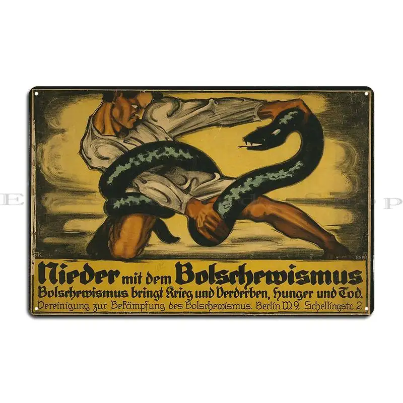 Down With Bolshevism German Propaganda 1919 Pzandrews Metal Plaque Poster Wall Decor Plaques Designing Tin Sign Poster