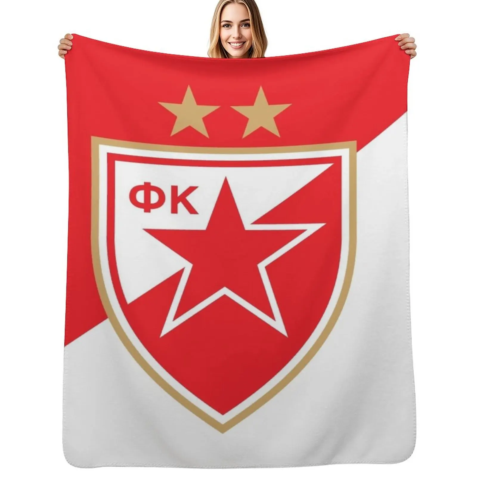 Moja Crvena Zvezda Beograd Serbian Love Delije Throw Blanket Durable Warm Blanket for Daily Home Use