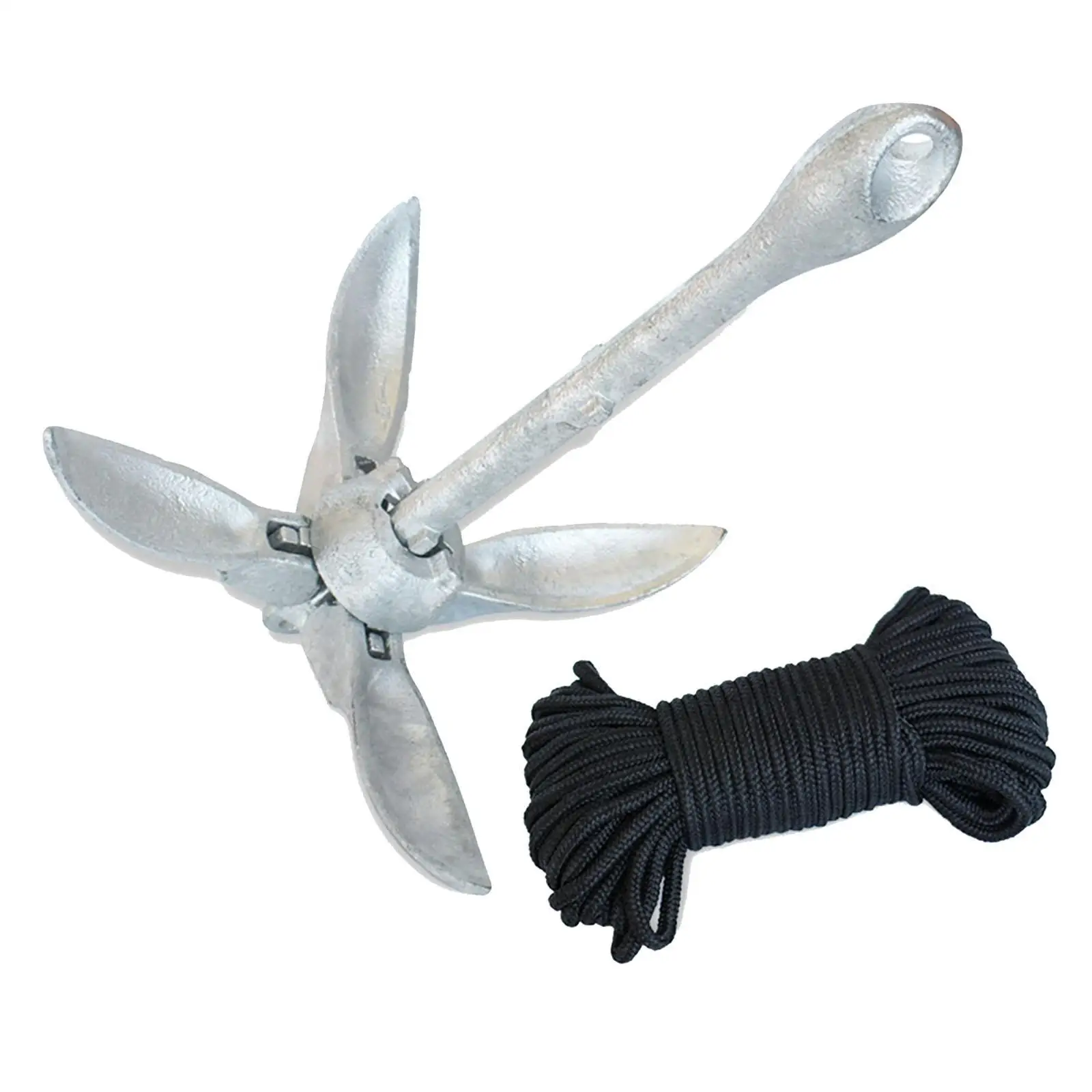 Grapnel Anchor Folding Docking Anchoring Equipment with Marine Rope Kayak Anchor