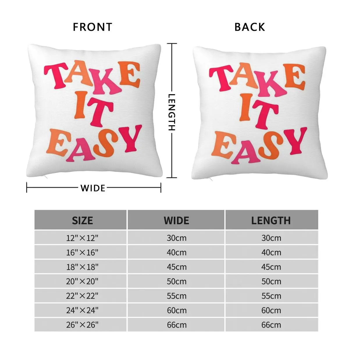 Take It Easy Square Pillowcase Polyester Linen Velvet Printed Zip Decor Throw Pillow Case Sofa Seater Cushion Cover