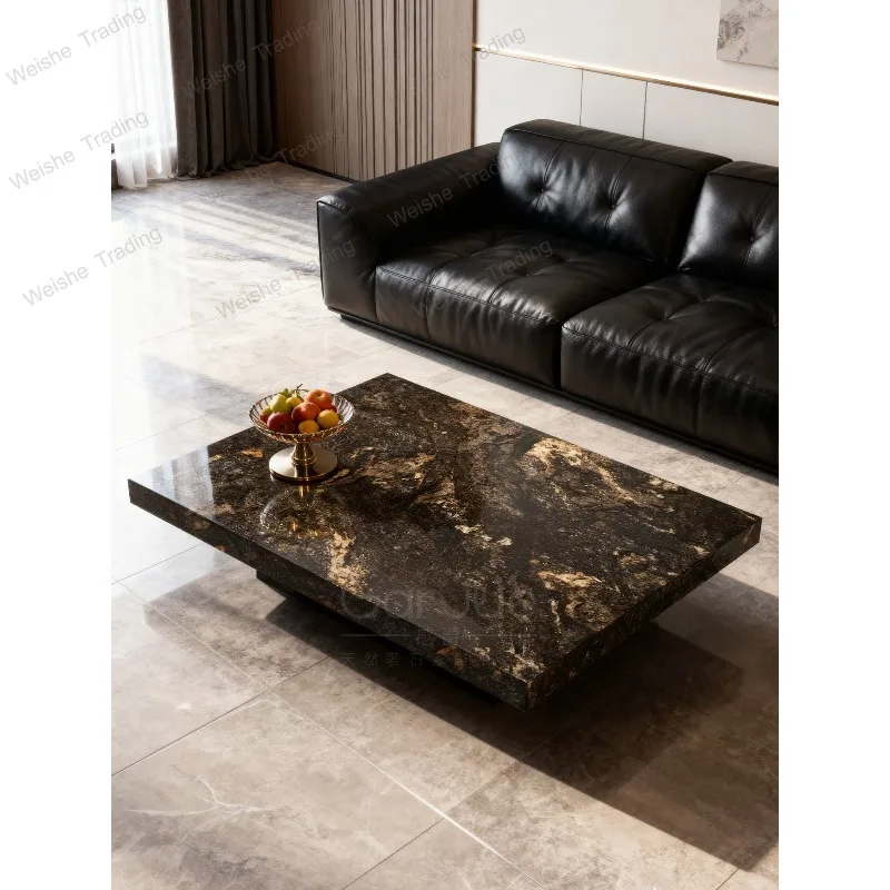 Bright galaxy natural luxury stone coffee table high-end light luxury modern suspended marble