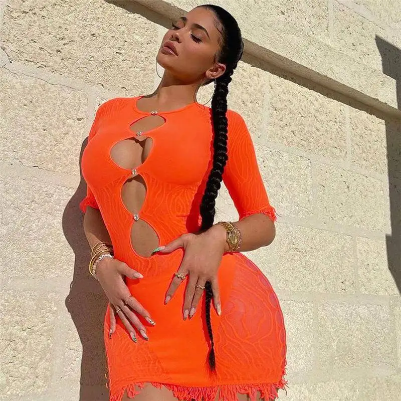 Erspec セクシー シースルー ミッドウエスト ストリート スタイル 夏シーズン レディース ファッション ヒップラップ ストリート系 ウォーキング ワンピース