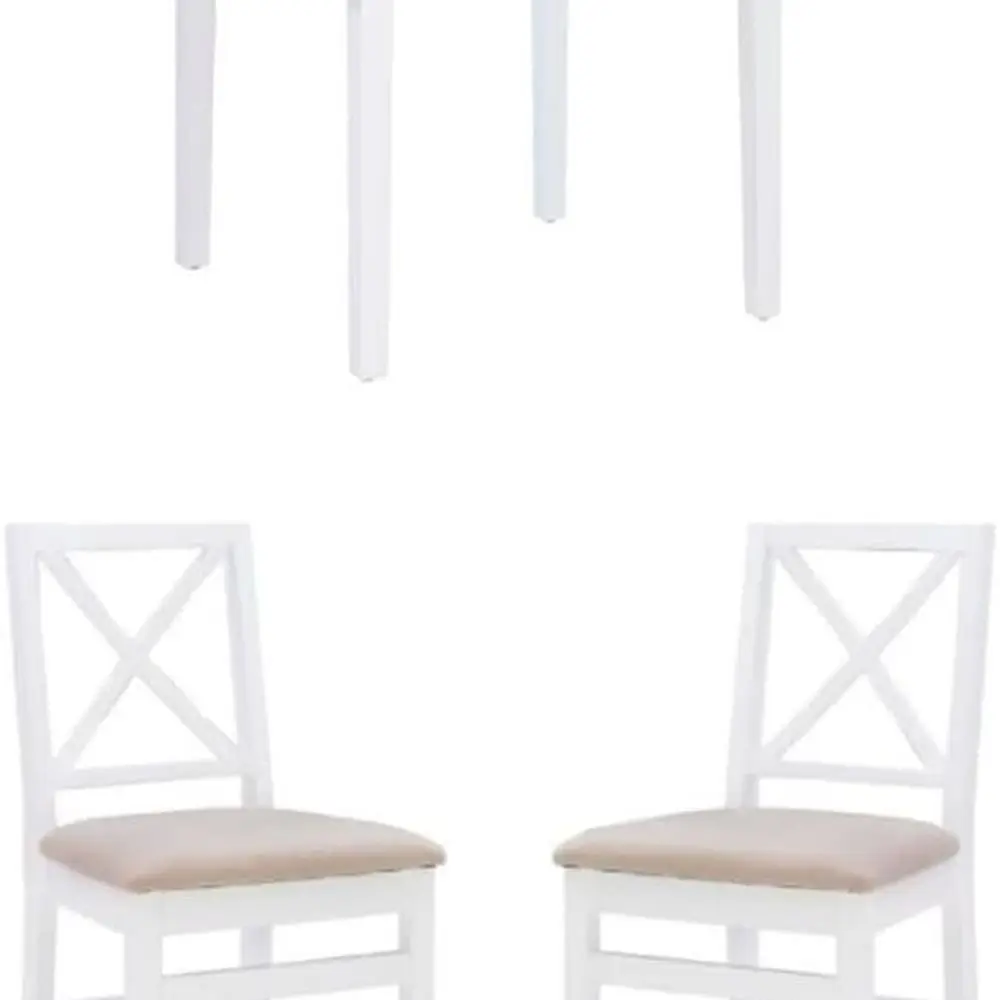 White 3-Piece Dining Set: Table and 2 Chairs