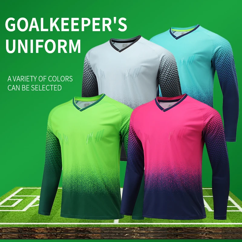 Men\'s New Protective Goalkeeper Uniform Football Jersey Shirt Training Soccer Sponge Protector Kids Size Goalkeeper Clothes