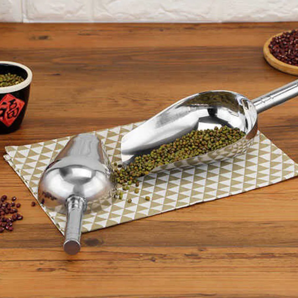 

2pcs Stainless Steel Ice Scoop For Kitchen Bar Restaurant, Food Grade Serving Spoon, Candy Fries Grain Rice Flour Ice