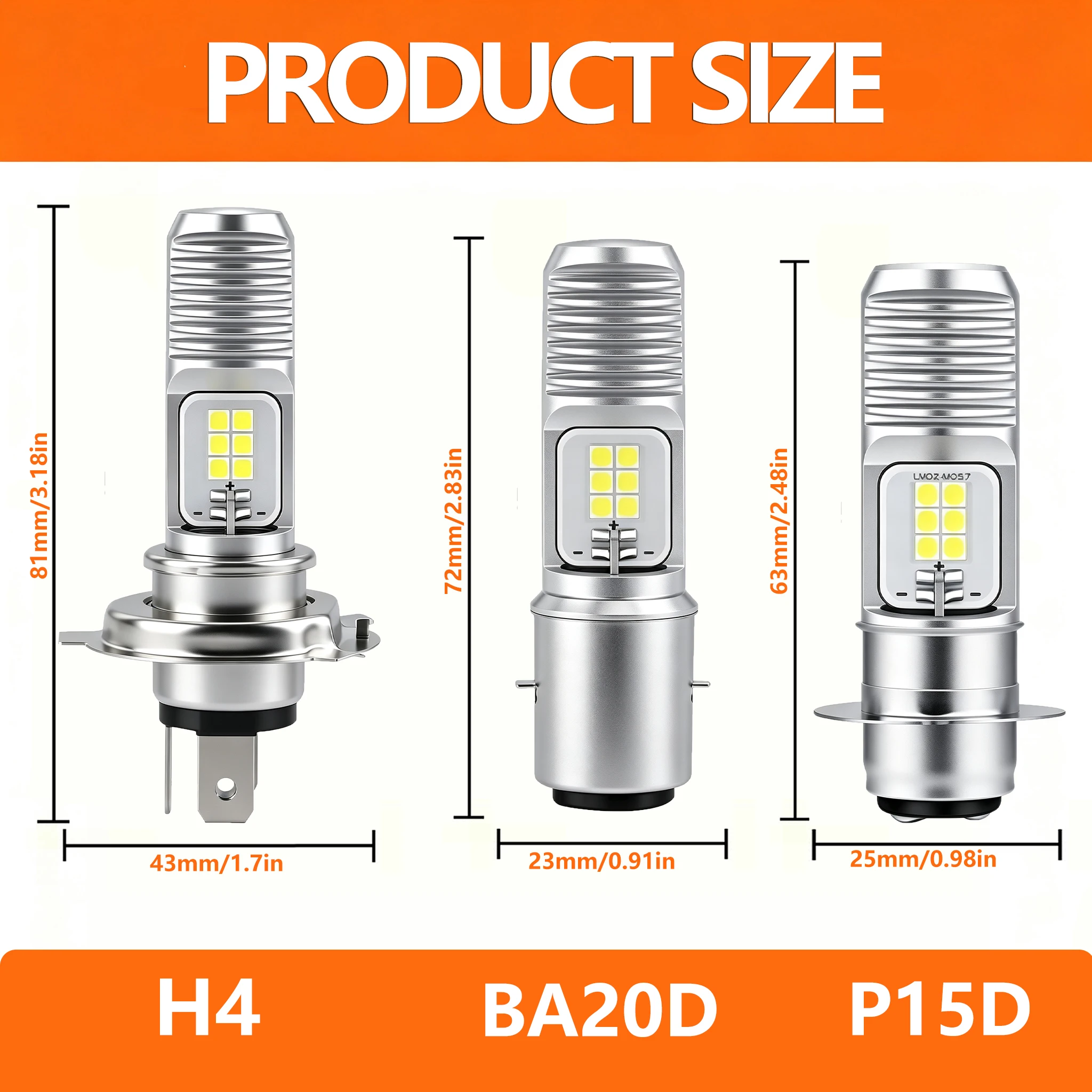 Heyword 1PCS H4 LED Headlight Bulb High/ Low Beam Kit For Motorcycle Spotlight 6500K