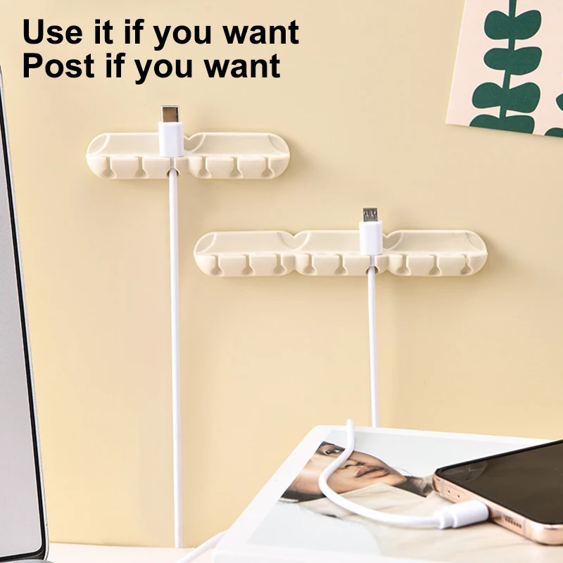 Silicone Cable Clips for USB/Mouse/Headphone Cords - Desktop Cable Organization with Adhesive Backing