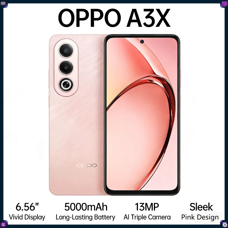 OPPO A3X Smartphone 6.67 Inch 120Hz Display 5100mAh Battery 45W Fast Charge 32MP Camera 8GB+256GB Android Mobile Phone