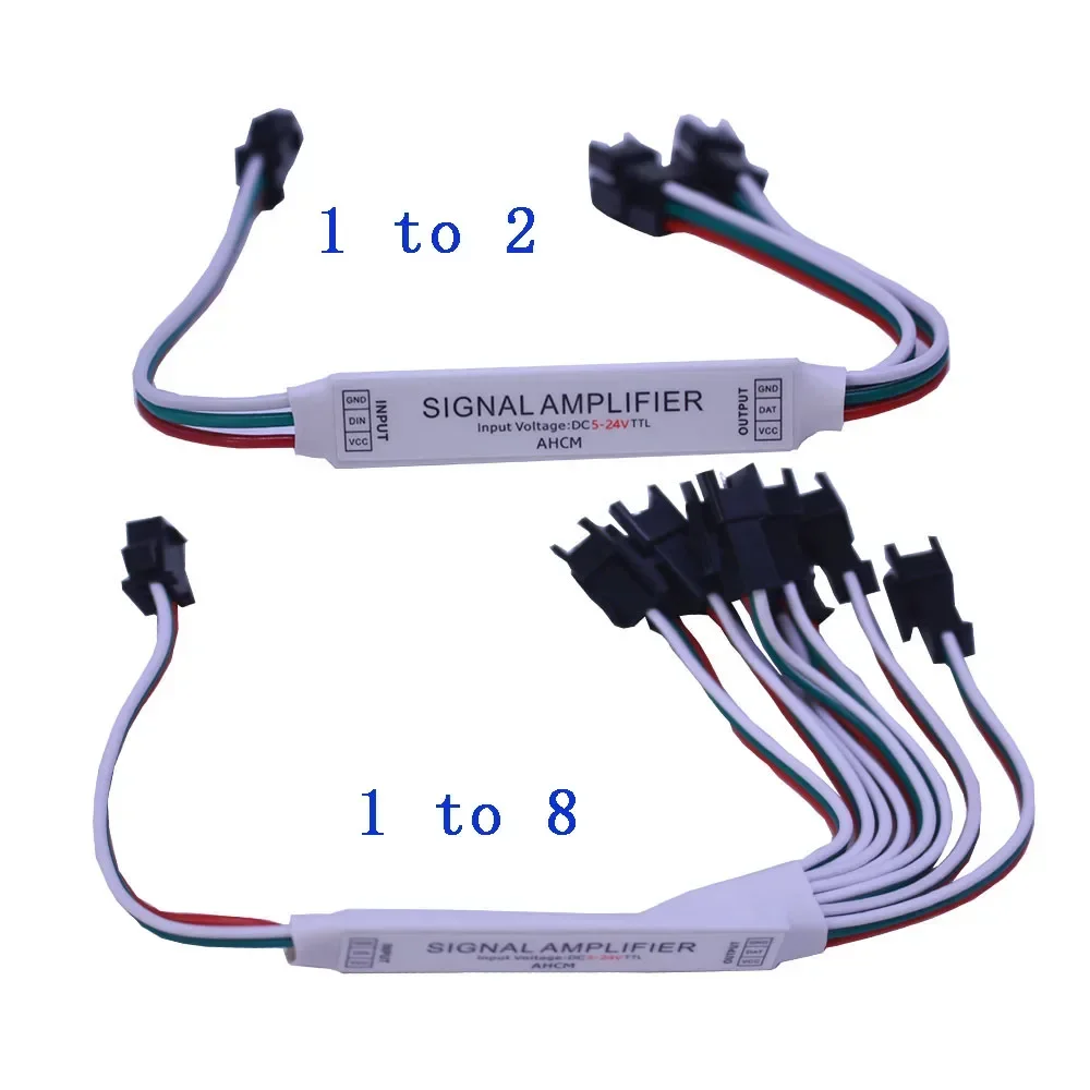 Mini TTL signal LED amplifier repeatable WS2811 WS2812B SK6812 3Pin-addressed RGBIC LED sequence module 1 to 4/8 DC5-24V