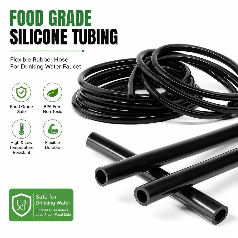 1Pcs ID2-6mm Food Grade Silicone Tube 5Meters Black Flexible Rubber Hose High Temperature Resistant Smooth Surface Water Pipe