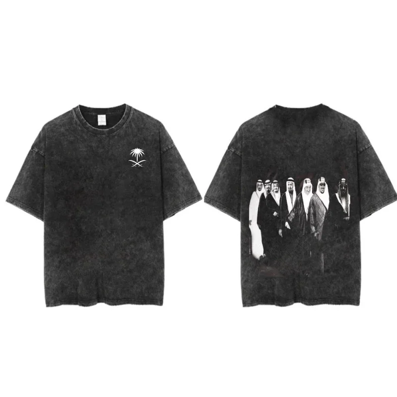 المملكة العربية السعودية اليوم الوطني تي شيرت 100% ملابس قطنية قصيرة الأكمام بلايز عيد الفطر التي شيرت غسلها تي شيرت الصيف تيز رداء علوي غير رسمي #5