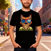 Zootopia 2 Nick Wilde Officer Print T-Shirt Men's Cotton Comfortable Top, Autumn Winter Couple Inner Wear, Trendy Anime Merch