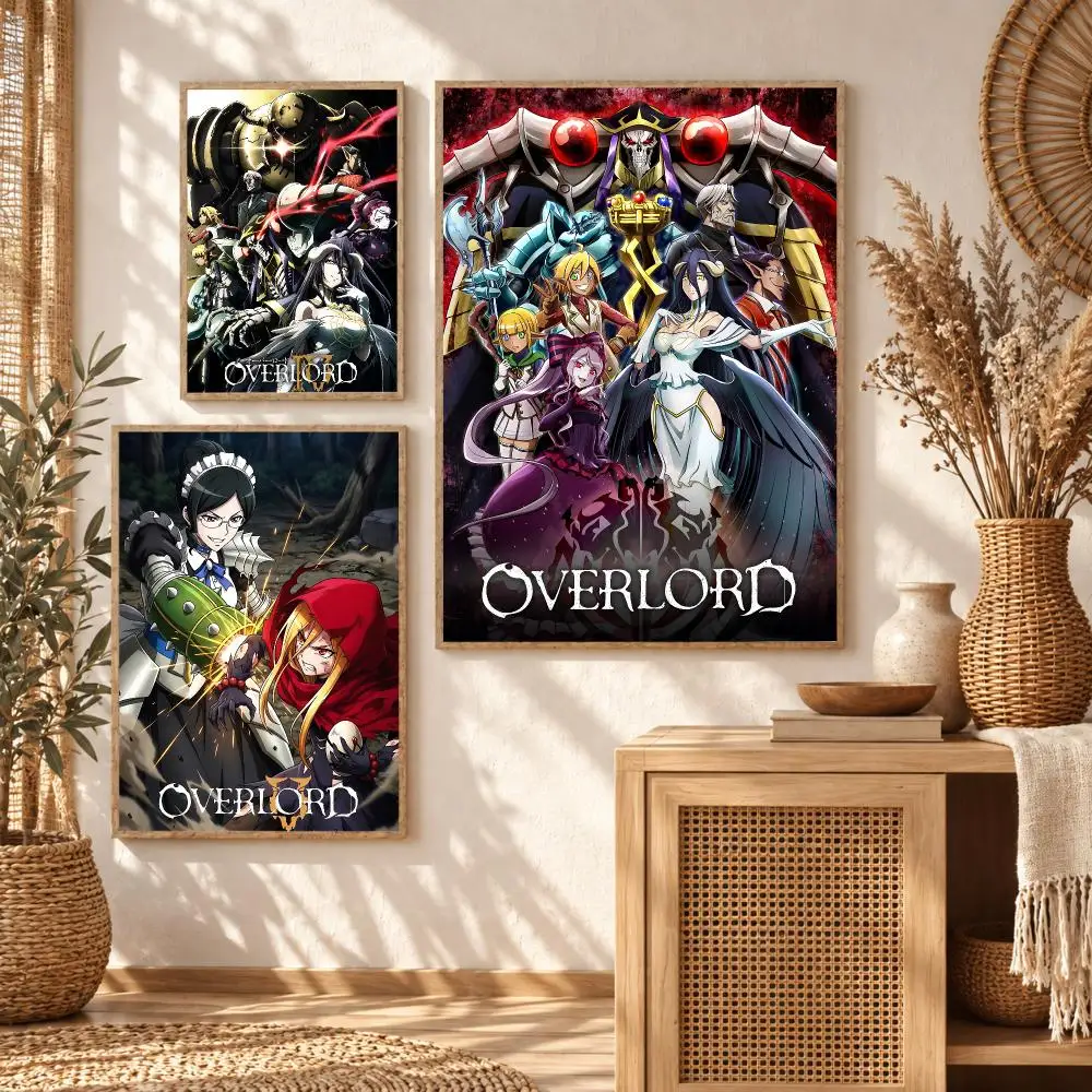 O-Overlord Anime Poster Stickers Self-Adhesive Mural Wall Art Decals for Bedroom Living Room Home Painting Decor Gift