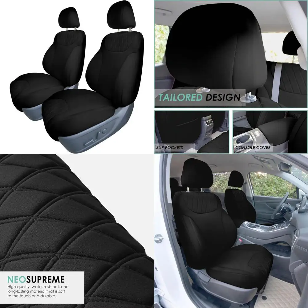 

Custom Fit Car Seat Covers Specifically Made for 2019-2023 Hyundai Santa Fe, Front Set Black Ultraflex Neoprene Waterproof Autom