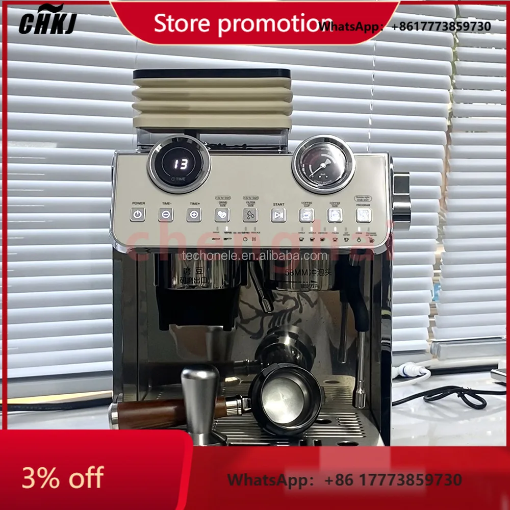

CHKJ-2025NEW Luxury Double Boiler Double Pumps Electric Coffee Machine with Grinder Multi-Functional Espresso Machine for