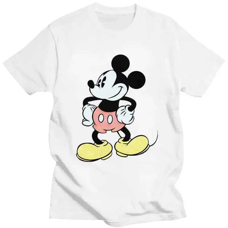 Fashion Mickey Mouse Minnie T Shirt Men Short Sleeve T-shirts Streetwear Tee Tops 100% Cotton Slim Fit Tshirts Gift