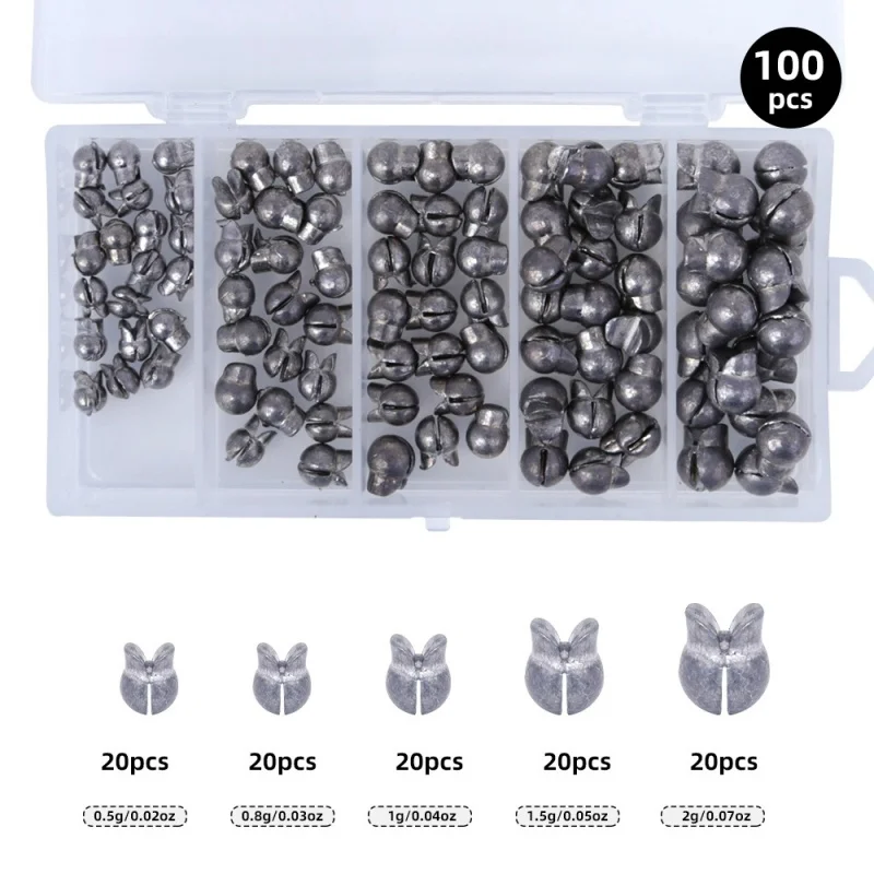 50/100pcs Fishing Weights Kit Premium Split Shot Sinkers with 5 Versatile Sizes Round Removable Design Perfect for Freshwater