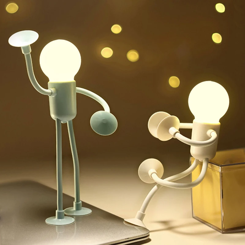 Changeable Shape Funny Sportsman Night Light Button Battery Desk Lamp Versatile Mini Lamp Creative Ornament Vacuum Adsorption