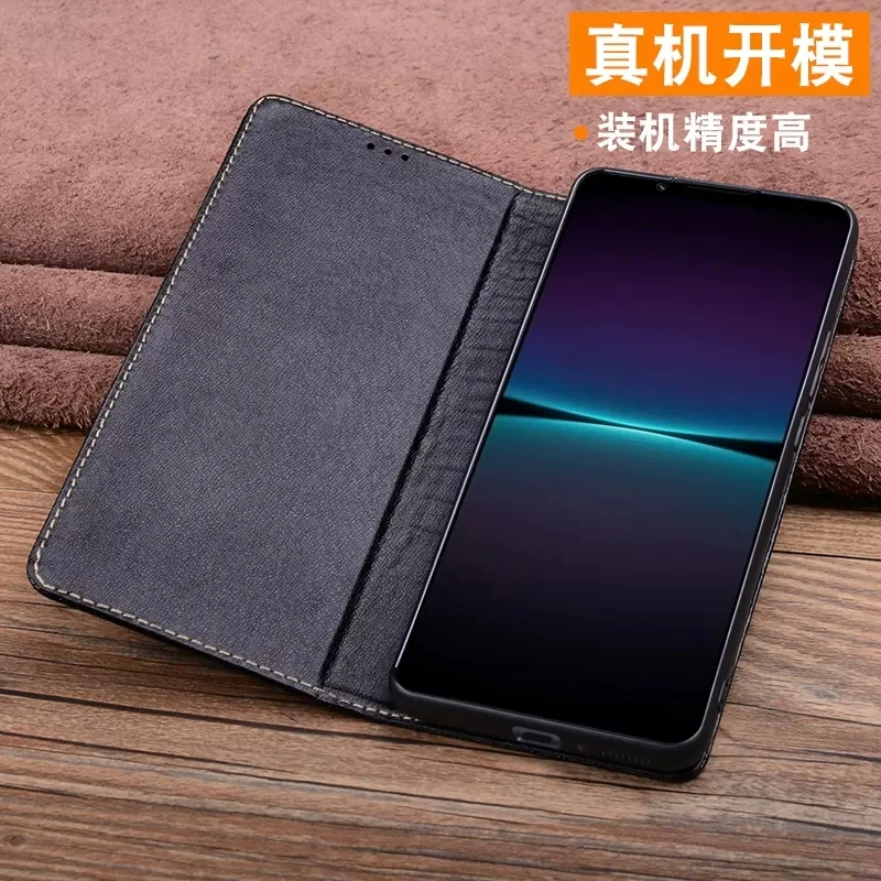 Fashion Crocodile Case for SONY XPERIA 1V Magnetic Phone Cover Luxury Genuine Leater Bag Shell for Sony Xperia1v Coque Capa