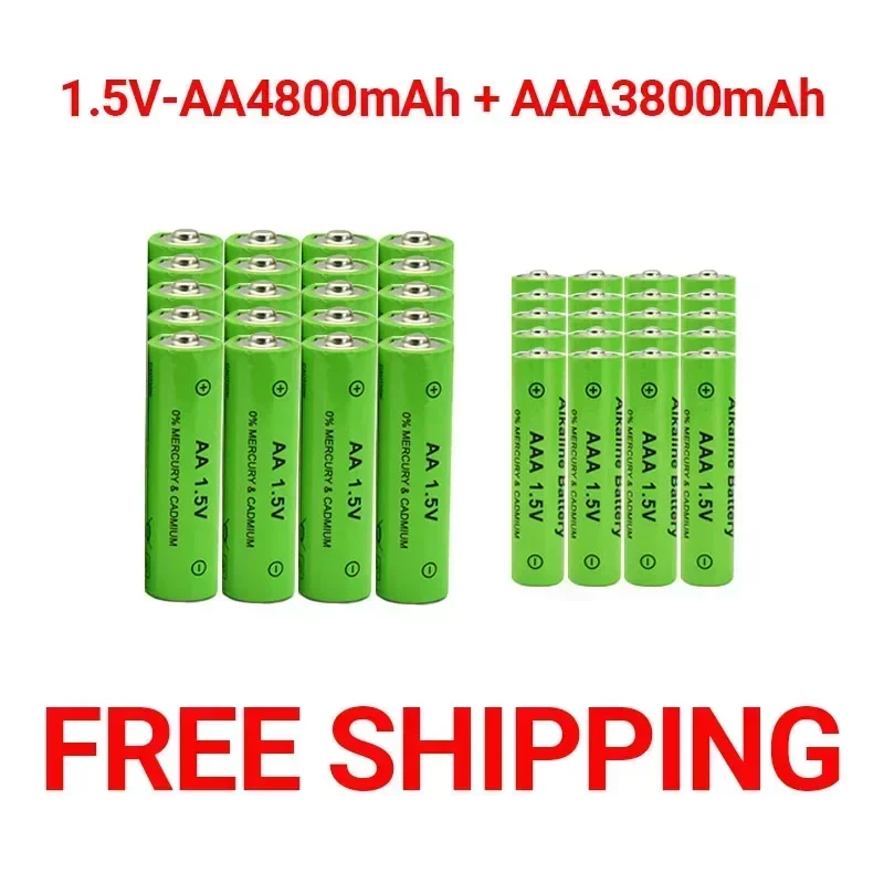 

AA + AAA Rechargeable Alkaline Battery AA 1.5V 4800mAh/1.5V AAA 3800mah Flashlight Toys Watch MP3 Player Replace Ni-Mh Battery