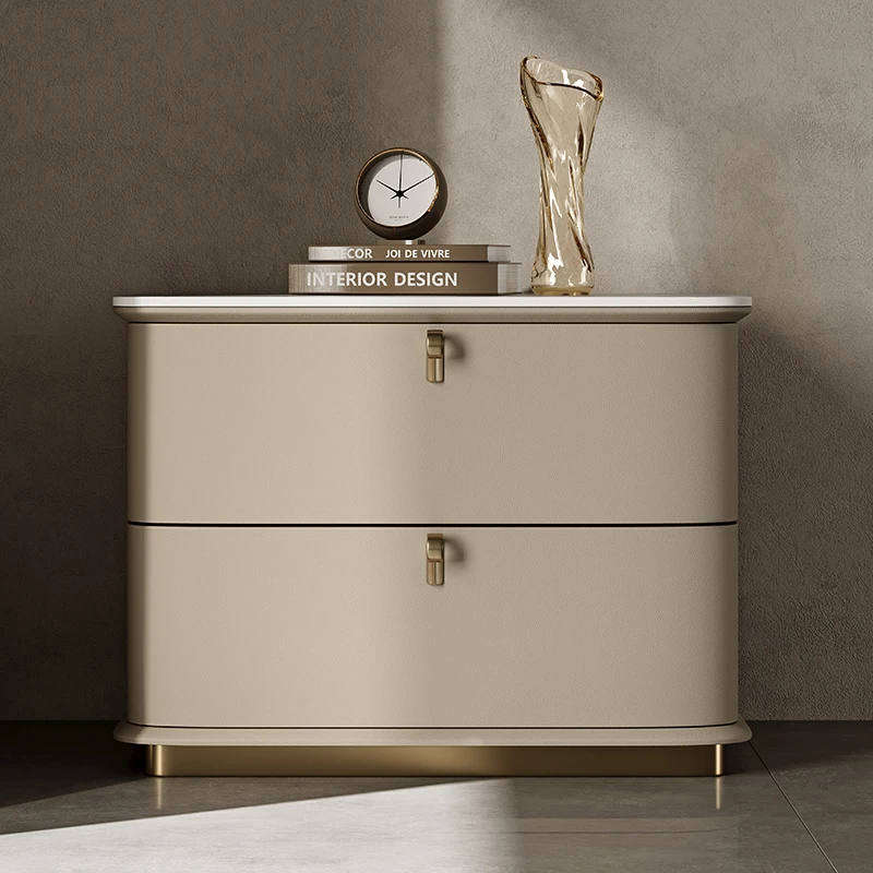 

Designer Look Beige Nightstands Storage Classic Unique Narrow Bedside Table Drawer Modern Mesitas De Noche Room Furniture
