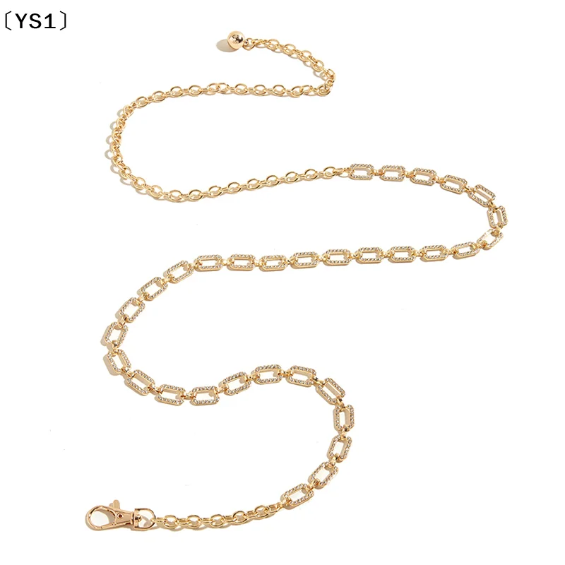 〔YS1〕Fashion Womens Rhinestone Belt Metal Slim Waist Chain Versatile Dress Accessories Trendy Bright  Bling