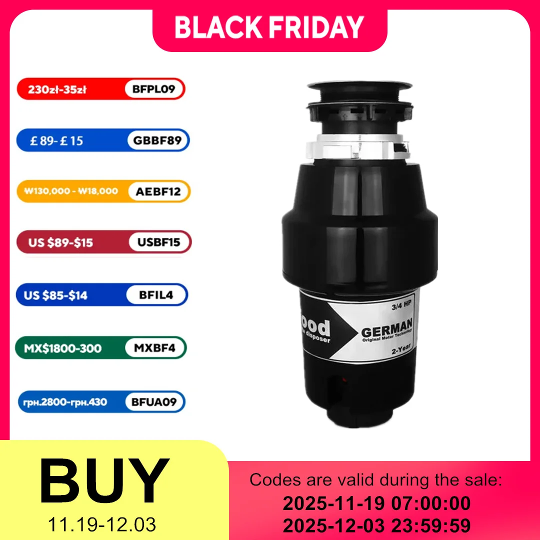 

850W motor garbage processor disposal Crusher 3/4HP Continuous Feed Food Waste Disposer Stainless steel Grinder Air Switch