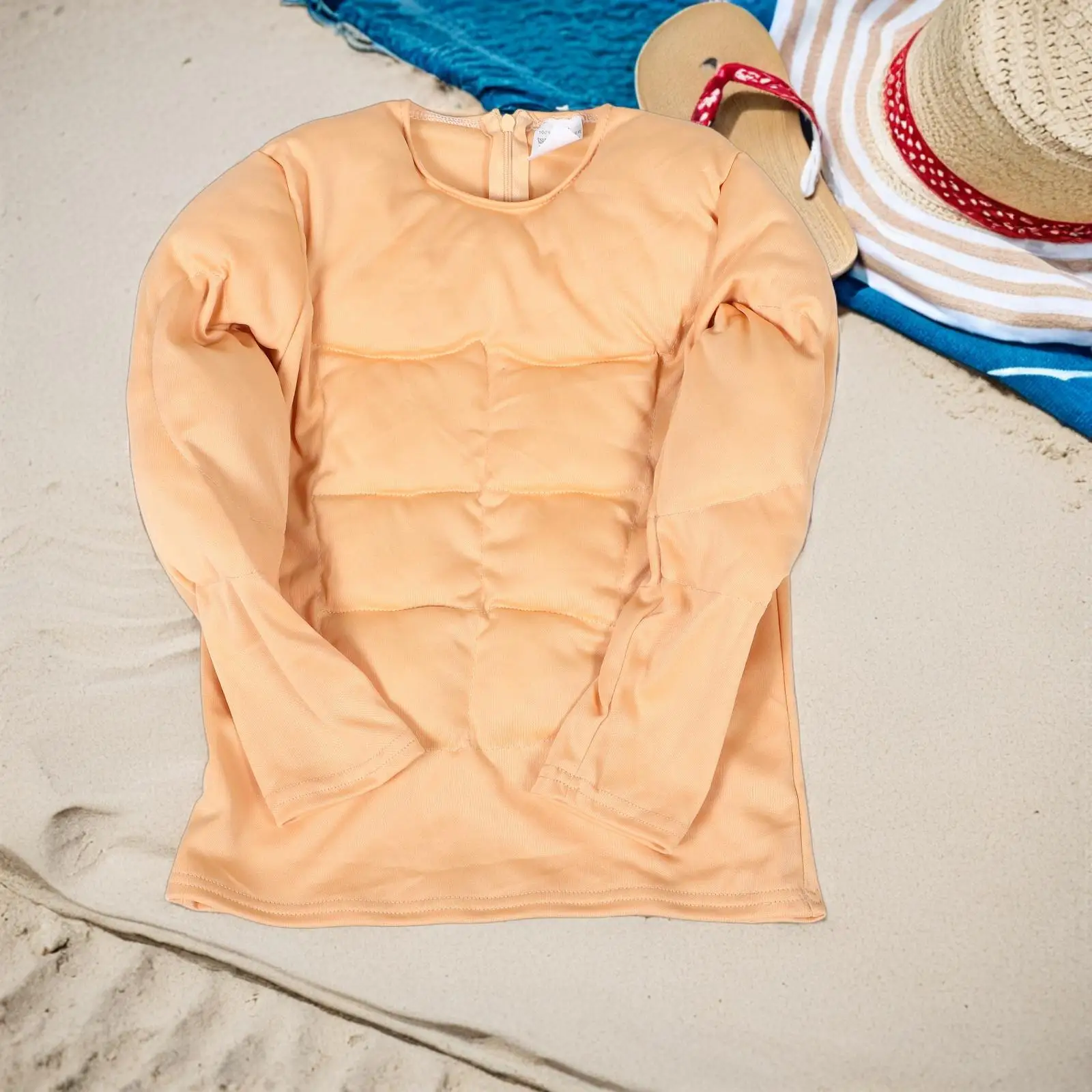Disfraz muscular para hombre, pecho falso, Abs, Beige, ropa de superhéroe para niños, traje de piel aguda, poliéster transpirable