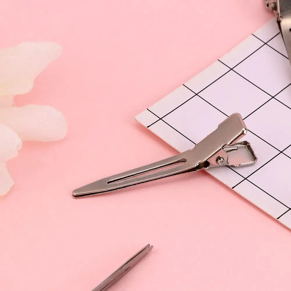 50pcs Hairdressing Metal Silver Color Hairstyling Tools Alligator Hair Clip Partition Clip Flat Base Duck Mouth Clip