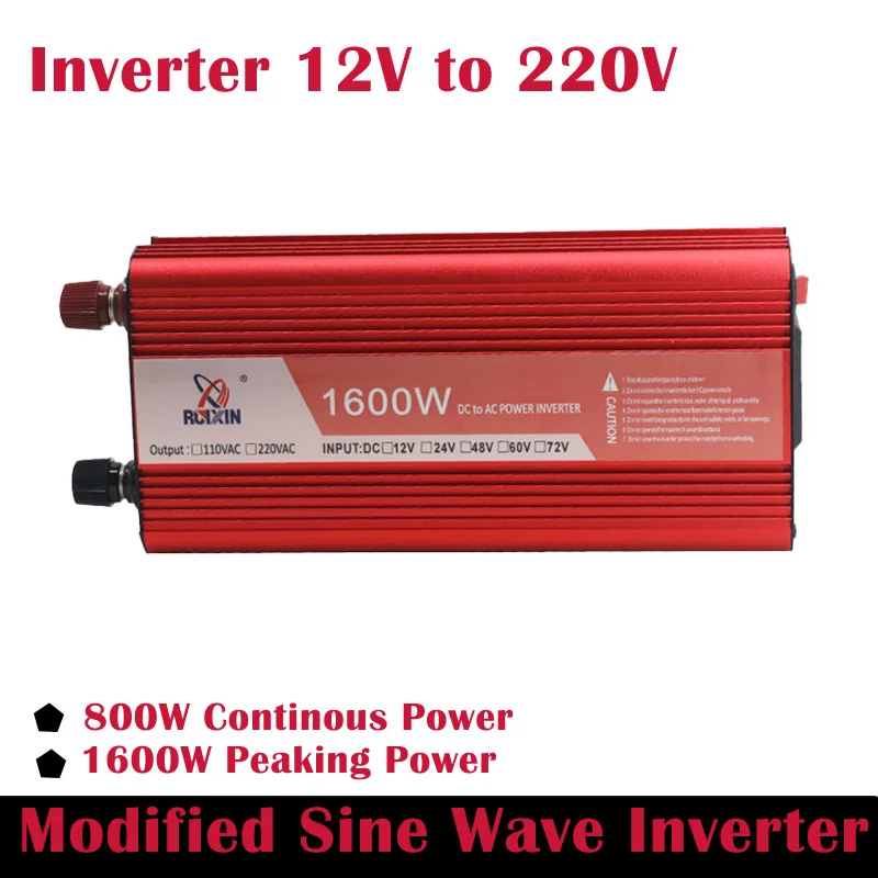 

12V DC to 220V AC Converter 800W Car Inverters Modified Sine Wave Inverter for Vehicles RV Truck Boat