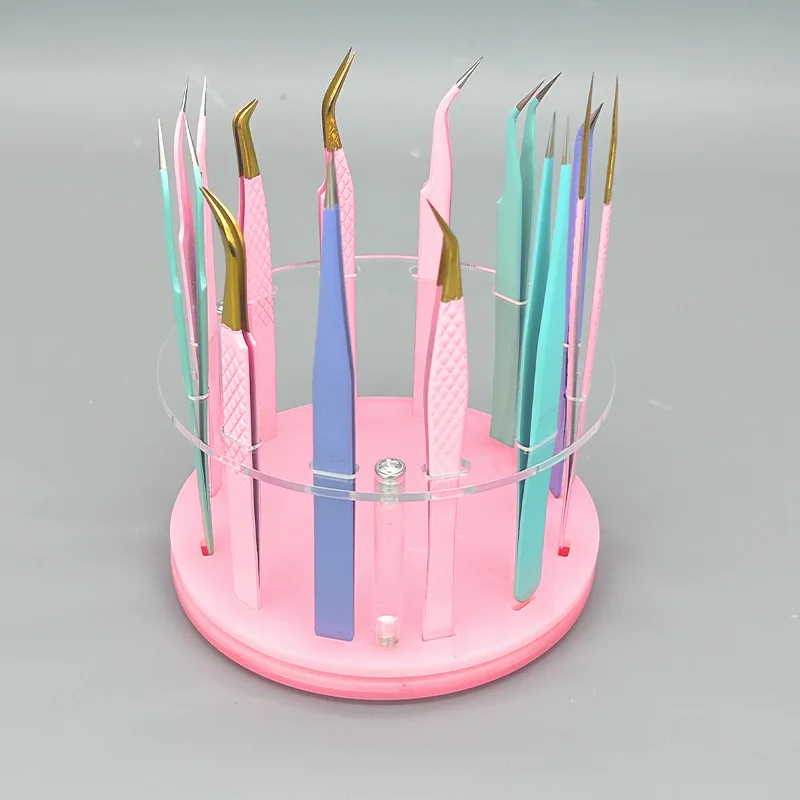 Acrylic Eyelash Tweezers Storage Holder 12Holes Convenient Display Box Tweezers Stand Shelf Eyelash Extension Tattoo Makeup Tool