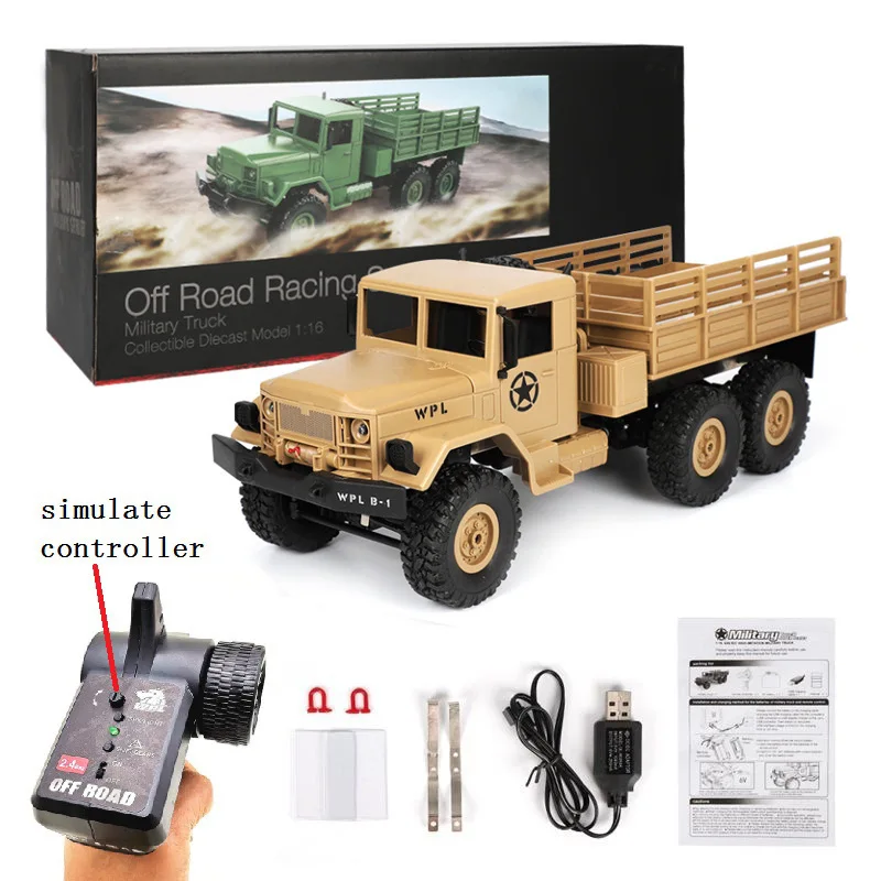 

Радиоуправляемый военный грузовик WPL B16 1:16, 6WD, 2.4G, внедорожный краулер, перезаряжаемая электрическая модель-игрушка для мальчиков