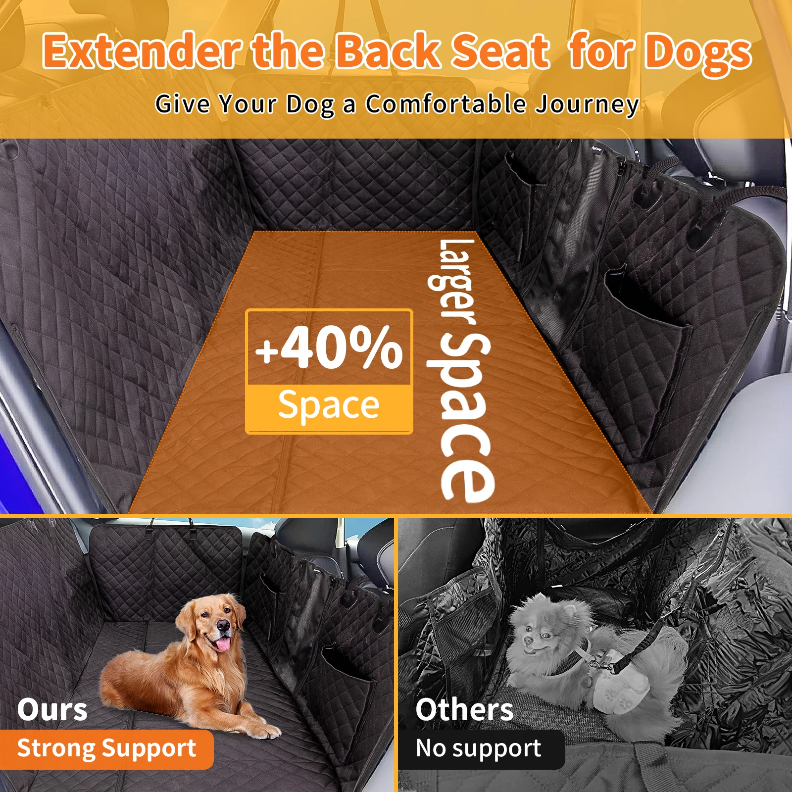 KingCamp Dog Car Seat Cover, Pet Car Seat Mat With Reinforced Weight-Bearing Plate Design, Easily Removable And Washable