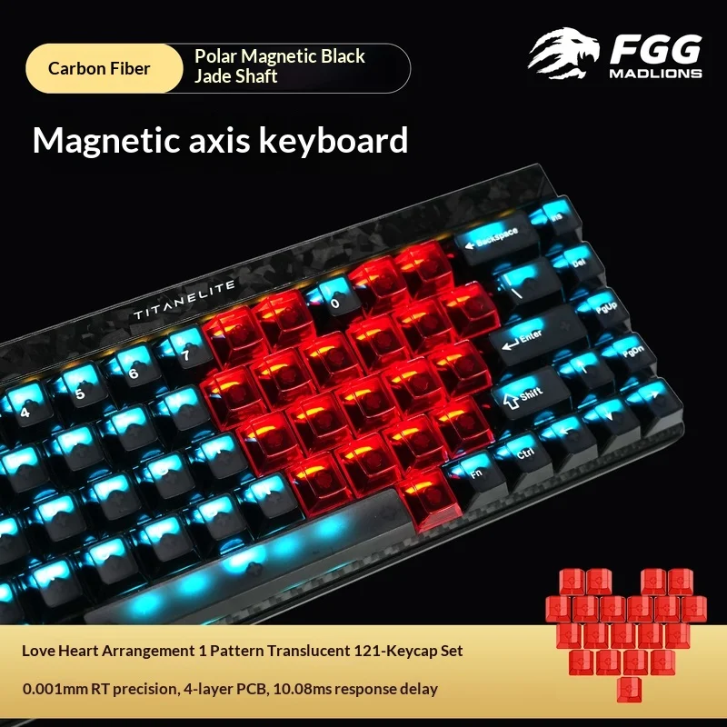 Fgg Madlions Titanelite Magnetic Gaming Keyboard Carbon Fiber 8k Polling 512k Scan 0.001mm Rt Dual Usb-C E-Sports For Gamers