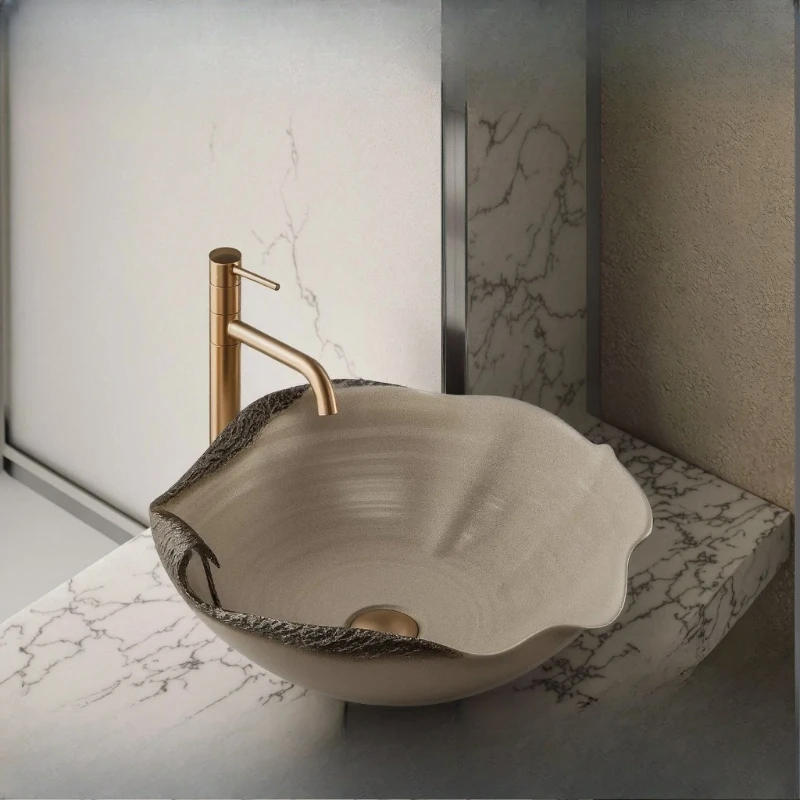 

Industrial wind steel design ceramic special-shaped dark gray platform basin wash basin sink