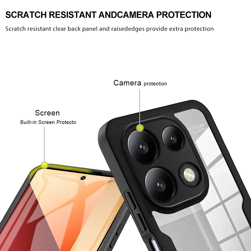 360 Full Shockproof Clear Case For Xiaomi Redmi Note 13 Pro 4G 5G 12 11 10 9 Pro Redmi 10C 12C 13C Screen Full Protection Cover