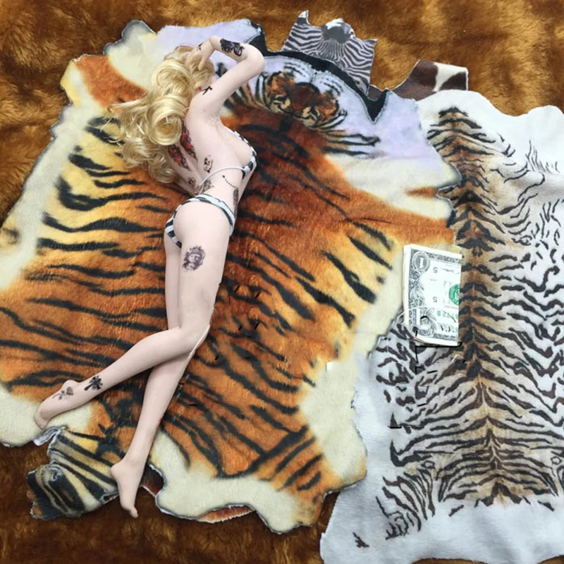 1/6 Carpet Figure Scene Accessories Diy Animal Miniature Carpet Simulation Carpet Tiger Skin Carpet Cowhide For 12'' Body