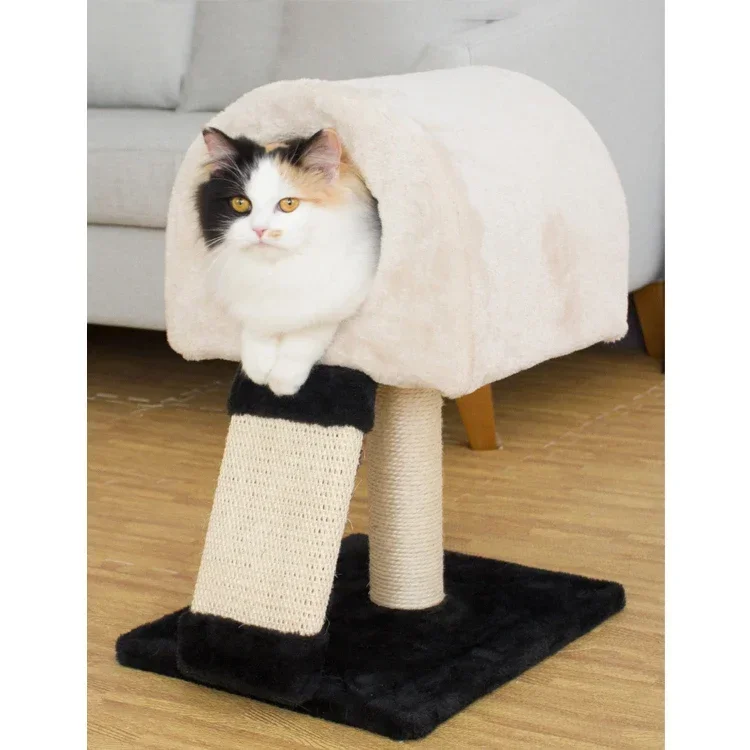 Manufacturer wholesale sisal short plush foldable small cat scratching house