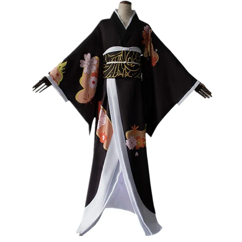 Disfraz de Anime Kibutsuji Muzan, Kimetsu no Yaiba, Kimono, uniforme para mujer, ropa, vestidos con peluca