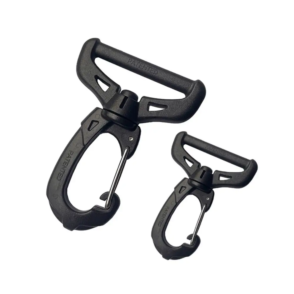 High Quality Black Camping Hiking Keychain 25mm/38mm Spring Rotating Hook Plastic Alloy Carabiner Outdoor Tool