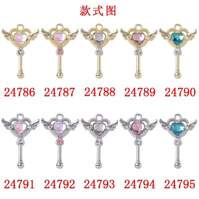 10pcs Explosive beauty maiden love scepter diy jewellery accessories pendant net red diamond encrusted angel magic wand accessor