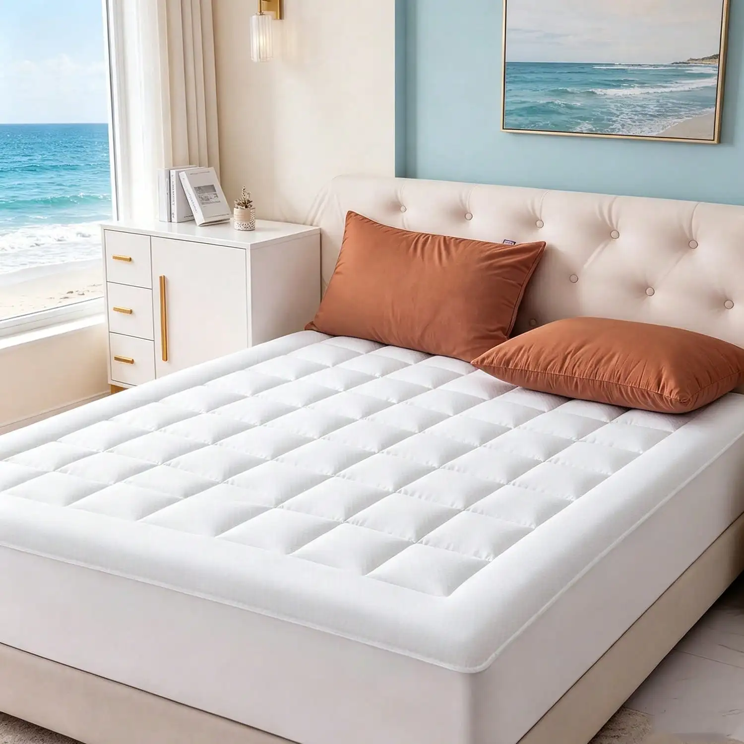Mattress Topper, Mattress Pad For Sleeping - Soft Pillow Top Mattress Cover, Mattress Protector With Deep Pocket 8-21