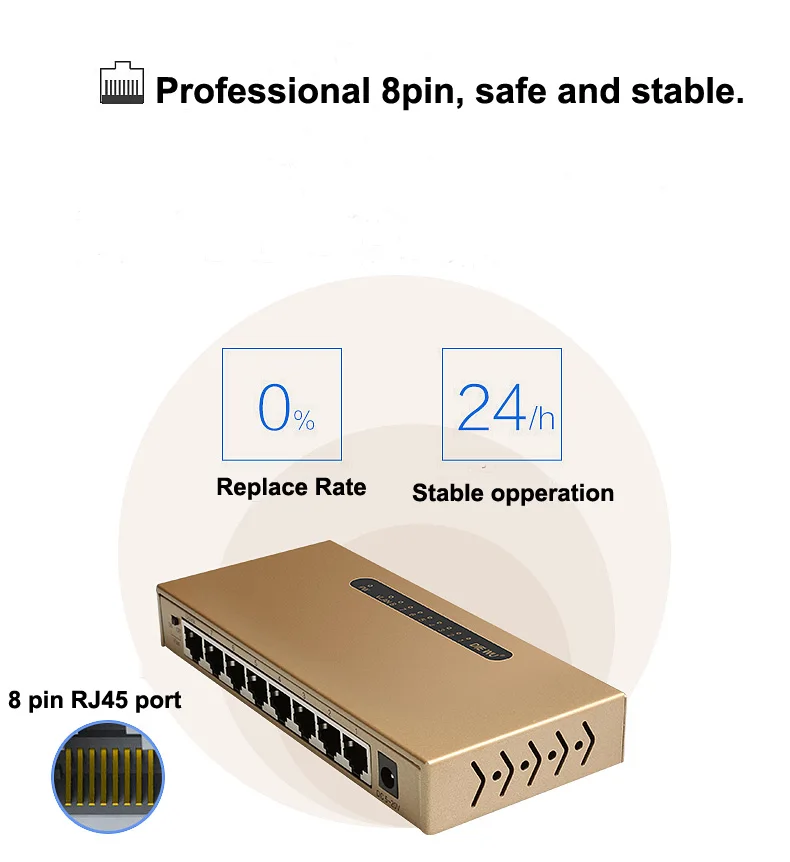 DIEWU New Design 8 Port 10/100/1000Mbps Vlan RJ45 Network Switch