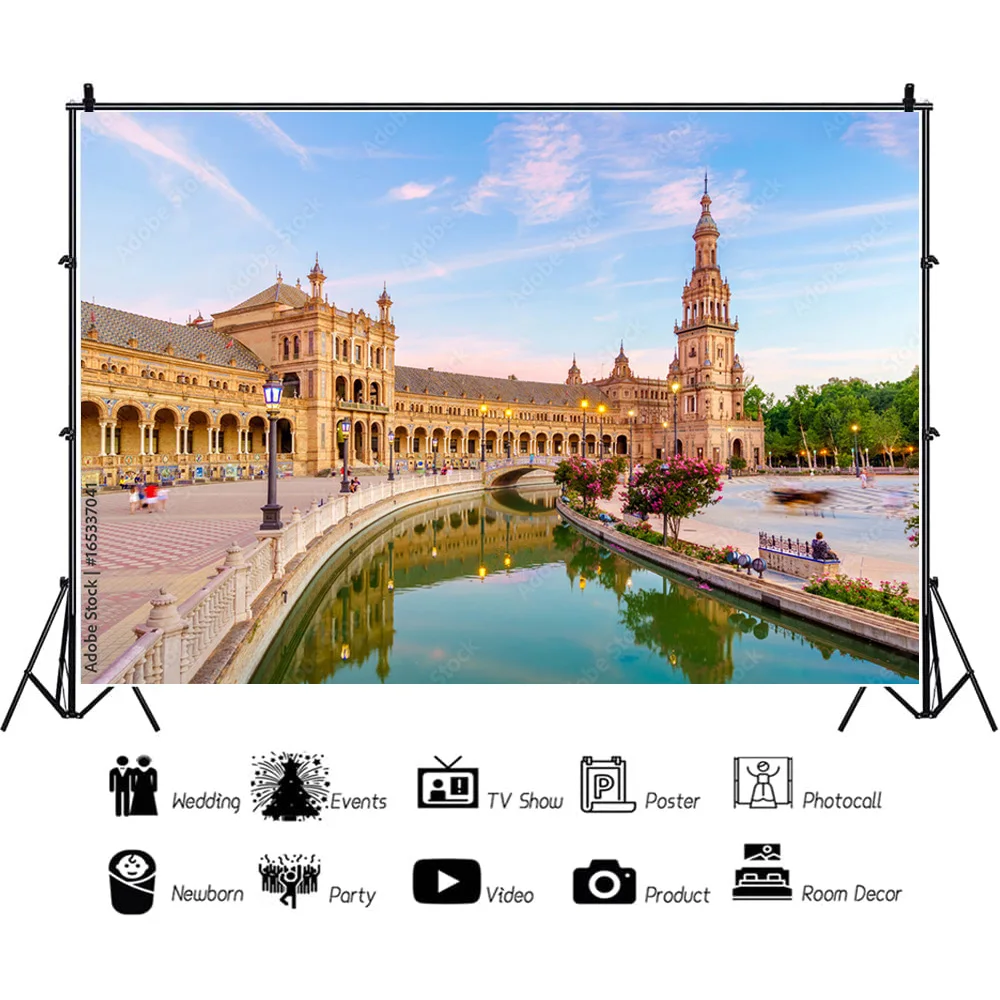 Art Cloth Background European Landscape Famous Scenic Spots Street  Night Scene Photography Background Props  OZ-02