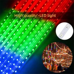 Christmas Light Street Decoration 8 tubi LED Meteor Shower Fairy Lights String US/EU Plug illuminazione esterna Garden Garland Light