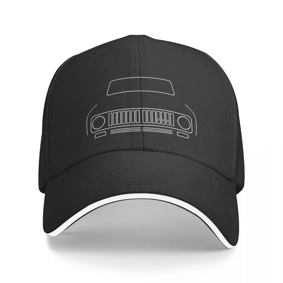 IH Scout II 4x4 truck 1973 outline graphic (white)Cap Baseball Cap Fluffy Hat Sun Hat For Children Golf Men Women's