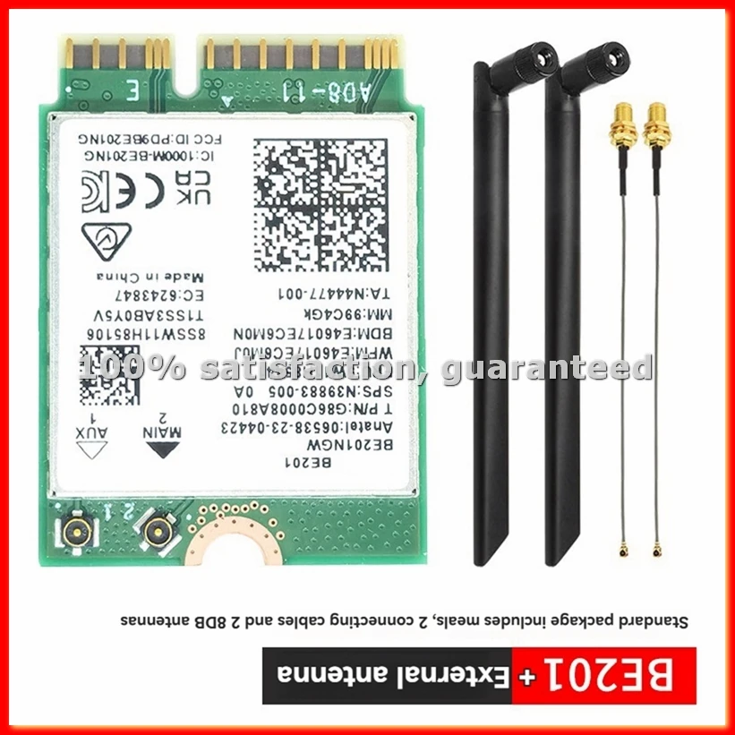 

BE201 BE201NGW WIFI7-карта M.2 Cnvio3 8774 Мбит/с, трехдиапазонный беспроводной модуль Wi-Fi BT5.4 с антеннами 8 дБ для Win10/11 64-бит-A31R