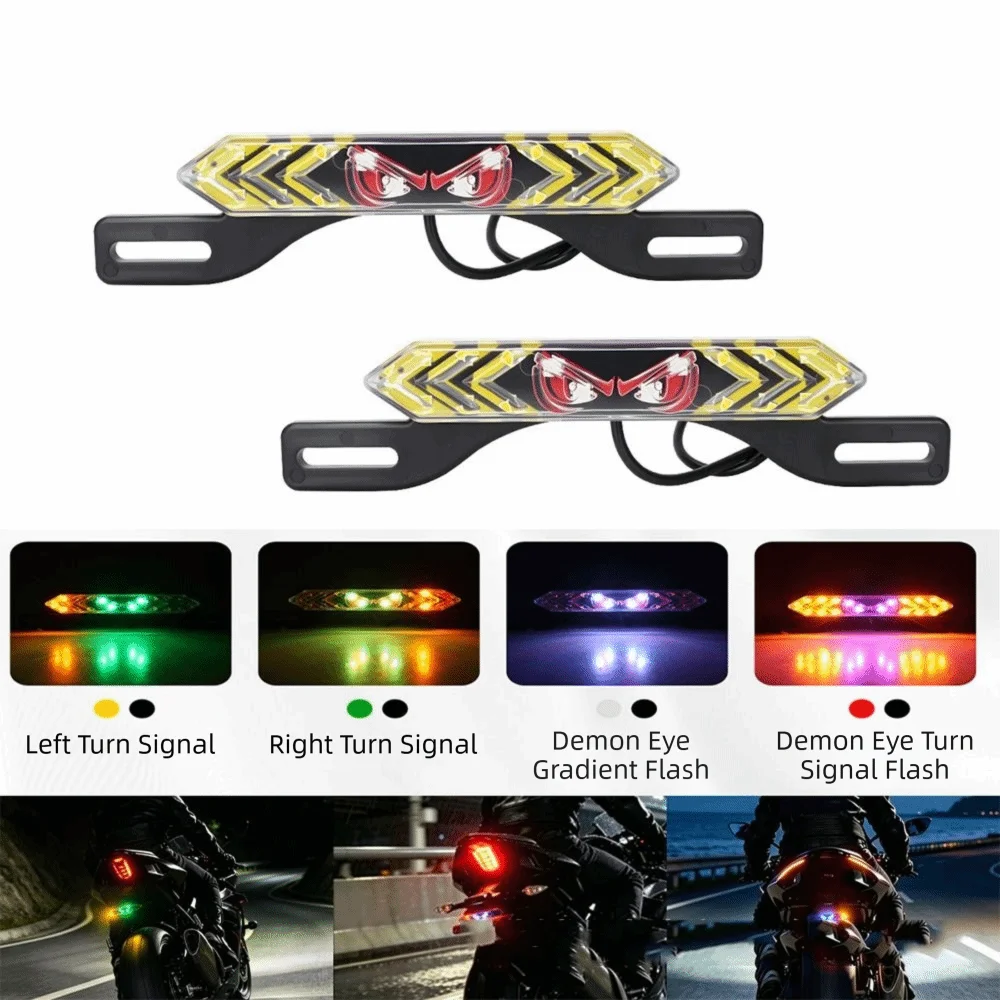 

Waterproof Motorcycle License Plate Light Bright Flashing Demon Eye Motorcycle Tail Light Warning Light 12V RGB Rear Taillight