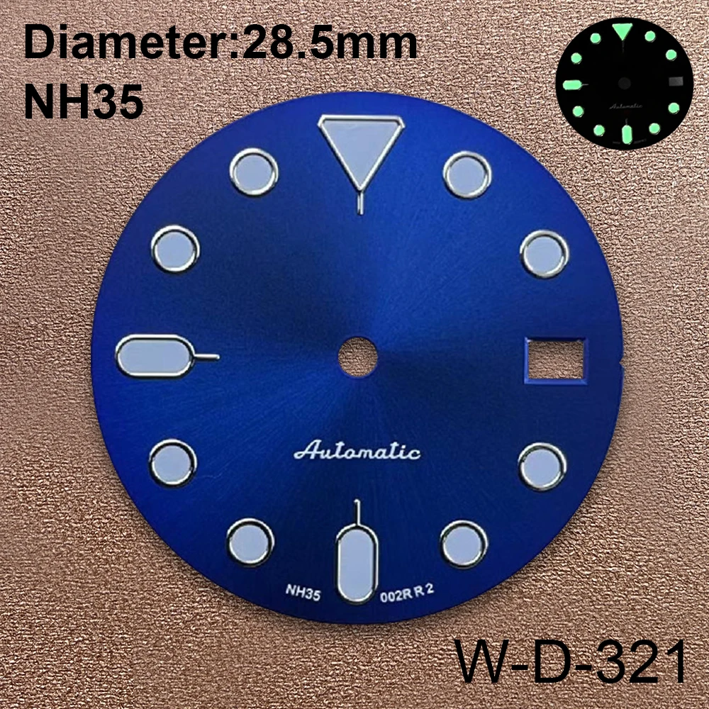 28,5 mm S5-Logo GMT-Zifferblatt, geeignet für NH35/NH34 Janpan-Uhrwerk, grün leuchtende Qualität, Uhrenmodifikationszubehör